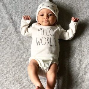 RAE DUNN- Adorable White Baby Bodysuit Set - Fun Sayings